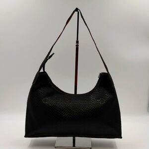 𝅺MONDANI New York Black Woven Look Zip Shoulder Bag